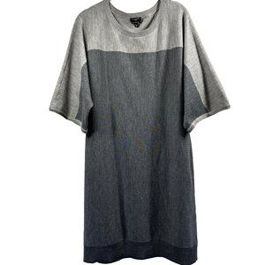 Talbots Women's Dress L Petite Pure Merino Wool Gray Sheath Stretch 3/4 Sleeves